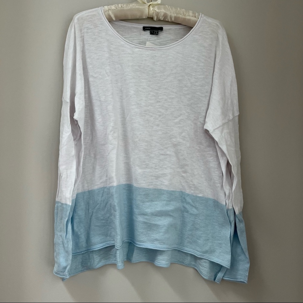 Vince white and blue colored blocked long sleeve.